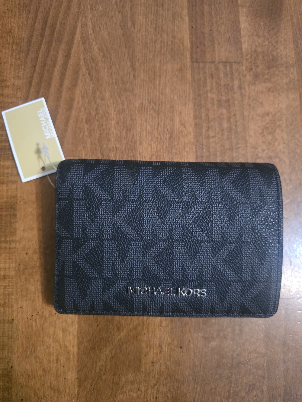 Michael Kors Black Logo Continental Card Holder Wallet